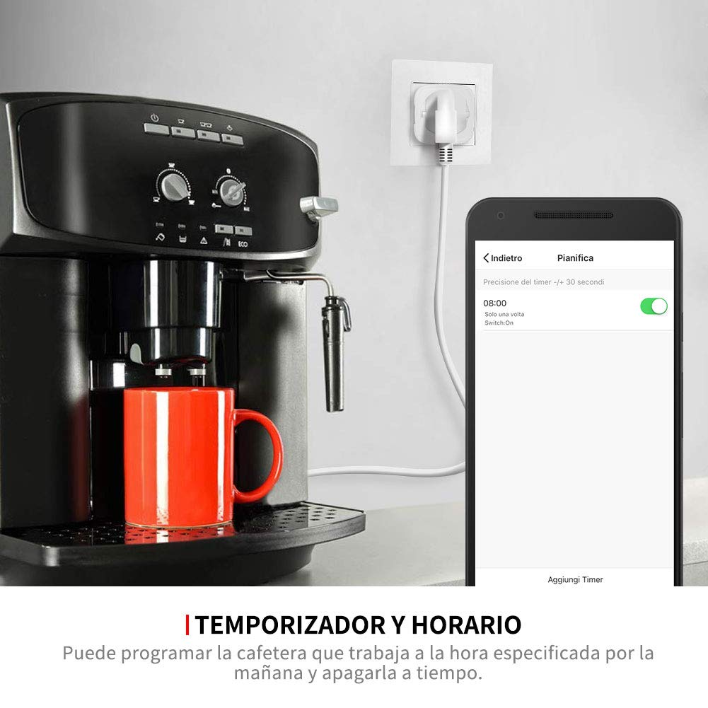 Enchufe inteligente ANOOPSYCHE, interruptor Enchufe inalámbrico compatible con Android, iOS, Alexa,Google Home, con control por Voz, programable, control a distancia, No se Requiere Hub (2 unidades)