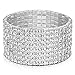 Finrezio Rhinestone Stretch Bracelet for Women Bridal Wedding Bracelet Silver-Tone Made with Sparkling Crystal