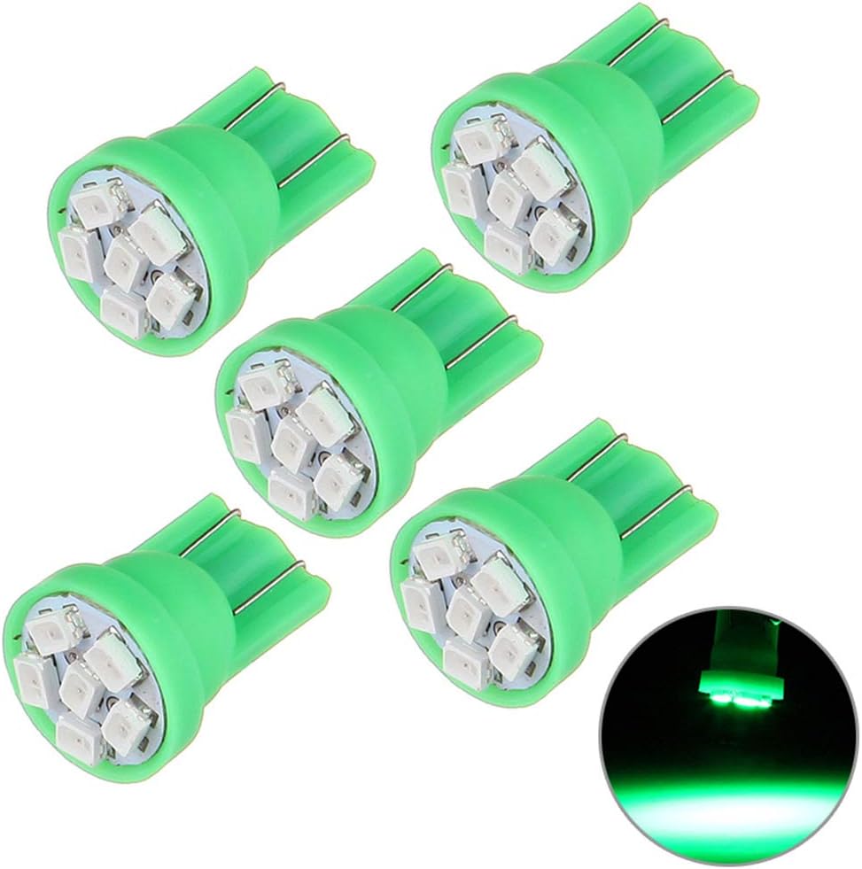 Frontl T10 LED Dash Light Bulbs Green 6-3020-SMD LED Bulbs 194 168 LED Light Bulbs Instrument Panel Gauge Cluster Indicator Lights,5Pack