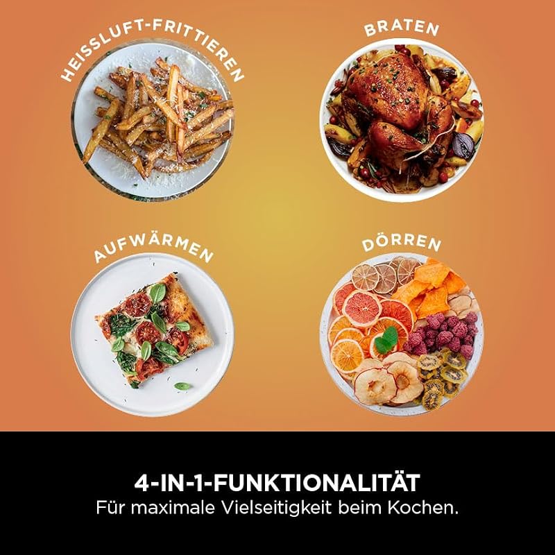PRO Air Fryer Heißluftfritteuse, 4,7L Airfryer, Einzelkorb-Heißluftfritteuse, 4-in-1, für 1-2 Portionen, Digital, Kochen aus dem Gefrorenen, Antihaft-Schublade & Crisper Korb, Schwarz AF140EU — Foto 3 von 8