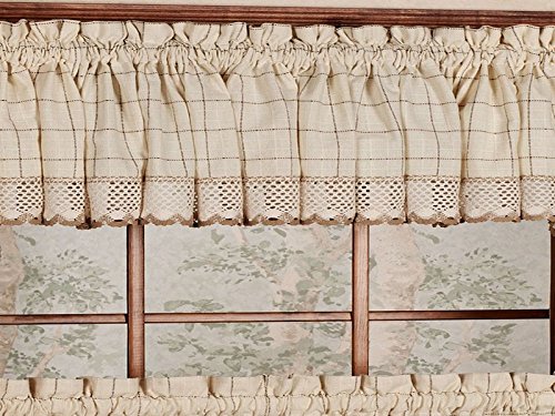 Sweet Home Collection Cotton Kitchen Window Curtains Pair, Valance, Adirondack Toast