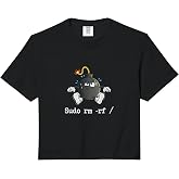 Tux Linux Penguin Sudo RM RF/Computer Freak Hacker Comfort Colors Crop Top