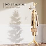 Pipishell Adjustable Wooden Coat Rack 4 Sections 8 Hooks Free Standing Tree view 4