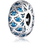 MEETCCY 2pc Clip Spacer Charms Bracelets for Women 925 Sterling Silver Blue White Crystal Clip Lock Spacer Stopper Charm Bead for Bracelet