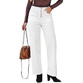 GRAPENT Wide Leg Jeans for Women High Waisted Trendy Button Fly Stretchy Denim Pants Vintage Straight Leg Trouser Jeans