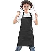 BIGHAS Kids Apron for Boys and Girls Adjustable Neck Strap Hook and Loop Fastener Design Waistband for Baking, Cooking, Chef
