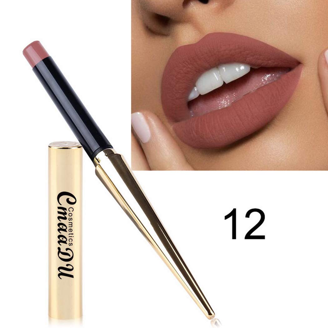 IEnkidu Nonstick Cup Waterproof Matte Lipstick, Long Lasting Lipstick Matte (12)