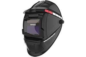 DOMHOAI Welding Helmet Auto Darkening, True Color Solar Powered Welding Hood, 2 Arc Sensor Wide Shade 4/9-13 for TIG MMA/MIG Arc