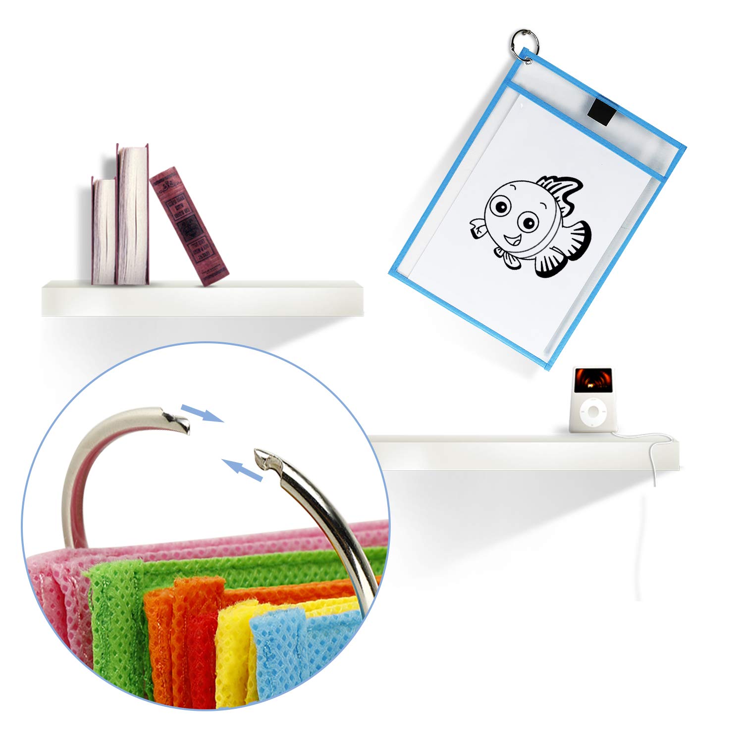 SUNEE Dry Erase Pocket Sleeves Assorted Colors (30 Pack)