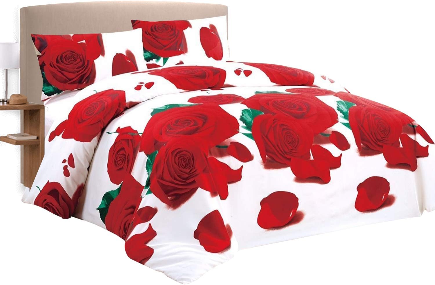 King Size Duvet Set - Quilt Cover with 2 Pillow Cases and Fitted Sheet Brushed Microfibre Machine Washable 4 Pieces Bedding Set (230 x 220 cm)