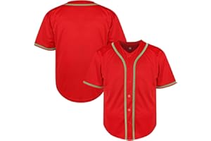 MESOSPERO Men's Baseball Jersey Blank Softball Jersey Casual Short Sleeve Button Down T-Shirt