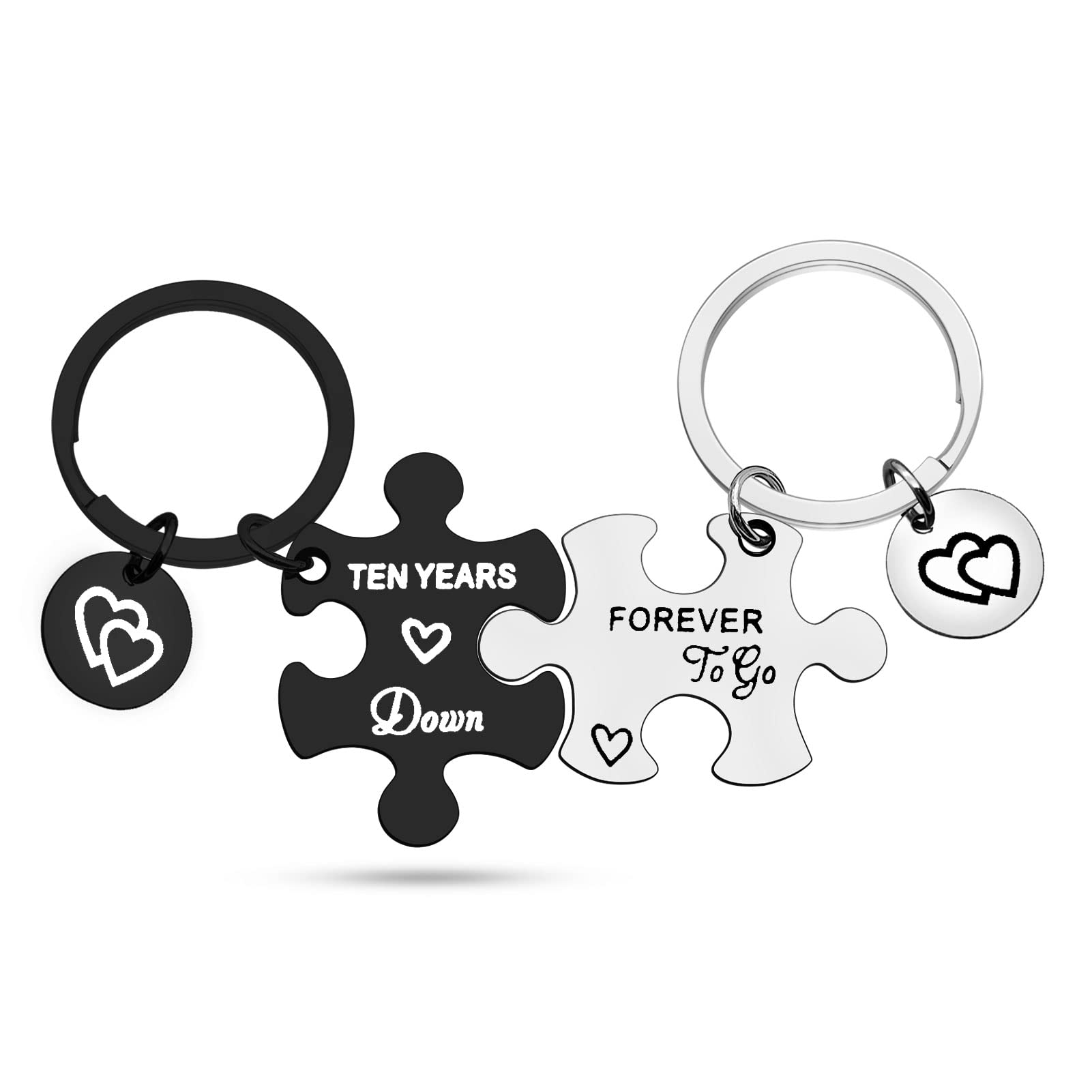 Anniversary Keychains for Him Her 10th Anniversary Wedding Gifts for Couples Happy 10st Wedding Anniversary for Husband Wife Couples Puzzle Keychain Set Valentines Jewelry Gifts for Hubby Wifey