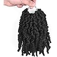 4 Packs Short Curly Spring Pre-twisted Braids Synthetic Crochet Hair Extensions 6 inch 15 strands/pack Ombre Crochet Twist Braids Fiber Fluffy Curly Twist Braiding Hair Bulk (6“ (pack of 4), 1B#)