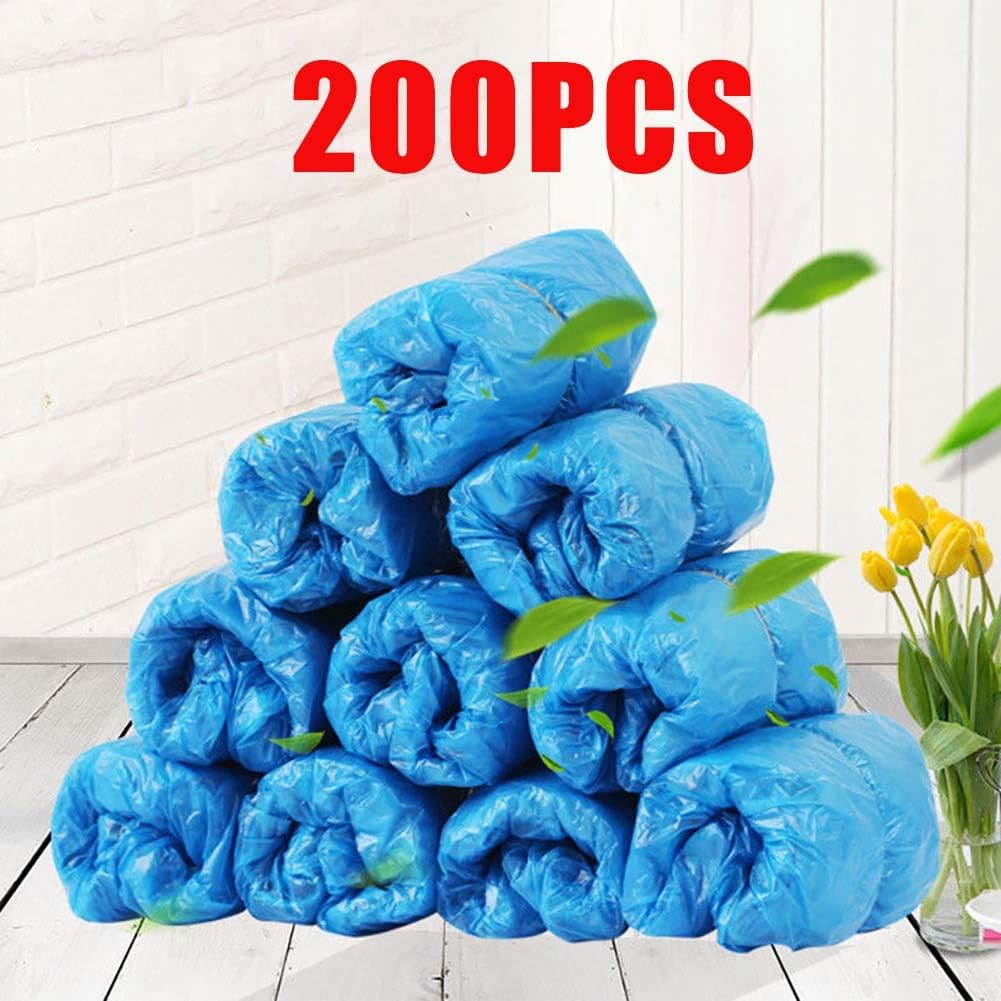 everd1487HH 200Pcs No Slip Medical Waterproof Lightweight Plastic Disposable Boot Shoe Cover Dustproof Overshoes for Women Men