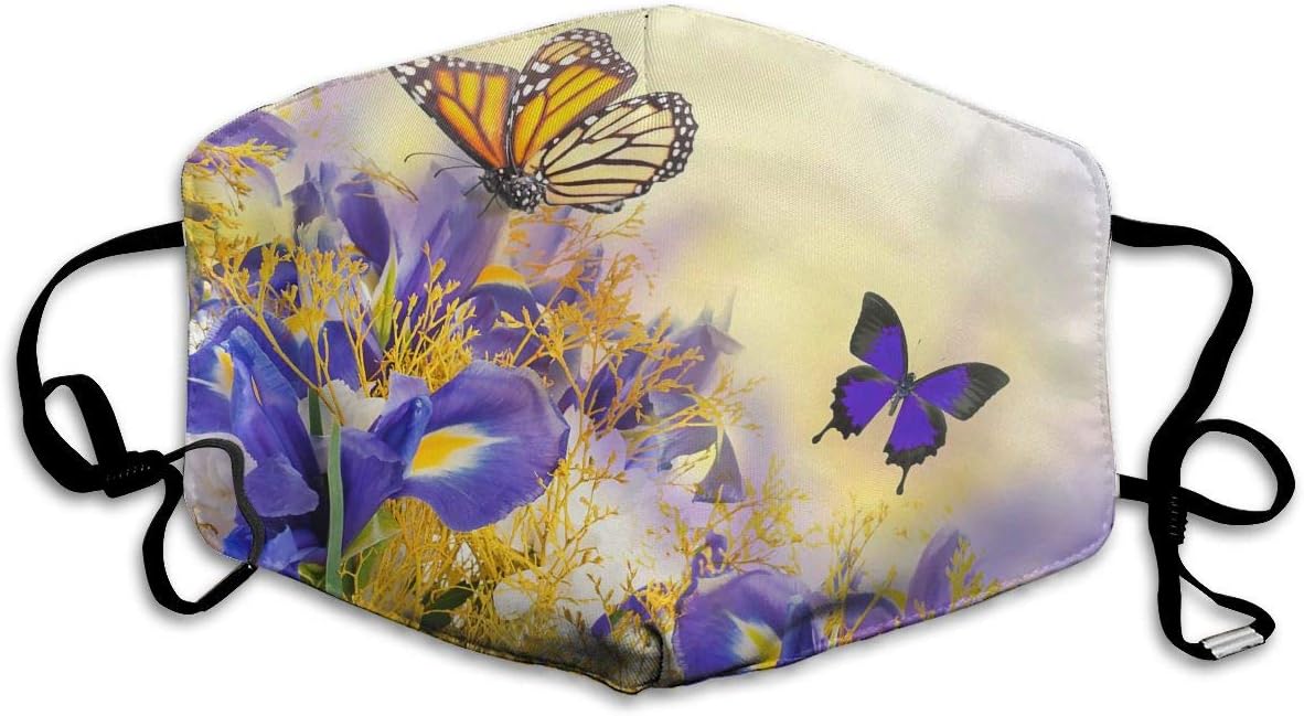 Face Cloths Anti-Dust Mouth Cover Popular Green Floral Flying Butterfly Washable And Reusable Cloth Warm Windproof For Women Men Boys Girls Kids