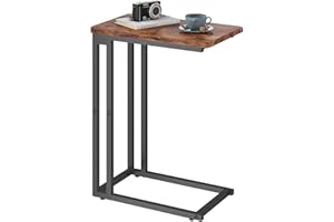 Yusong C Shaped End Table, Couch Side Table that Slide Under Sofa Bed, Small Table for Small Spaces, Skinny Overbed Table, Co
