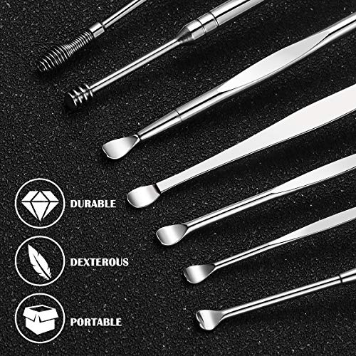 8 Pcs Ear Pick, Earwax Removal Kit ETEREAUTY Ear Cleansing Tool Set, Ear Curette Ear Wax Removal Kit with a Small Cleaning Brush and Storage Box, Sliver