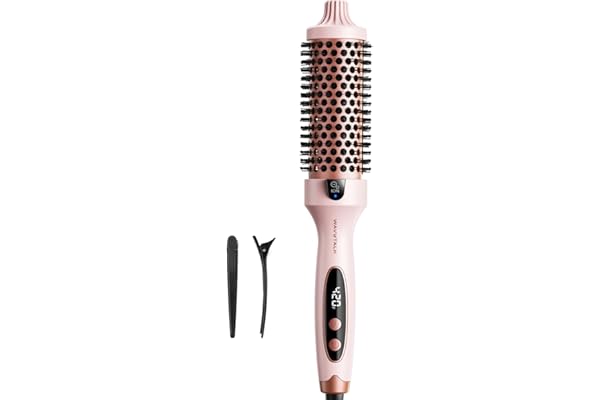 Wavytalk Thermal Brush, Blowout Boost 1.5 inch Curling Brush, Heated Round Brush for Blowout Look, Dual Voltage, Tourmaline C