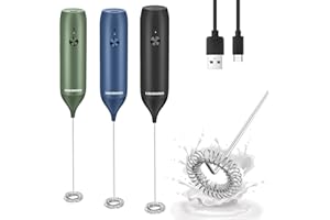 LUUKMONDE Milk Frother Handheld with USB Type-C Rechargeable, Electric Drink Mixer with Stainless Steel Whisk, 14000RPM Motor Foam Maker for Latte, Matcha Tea, Cappuccino, Hot Chocolate, Black