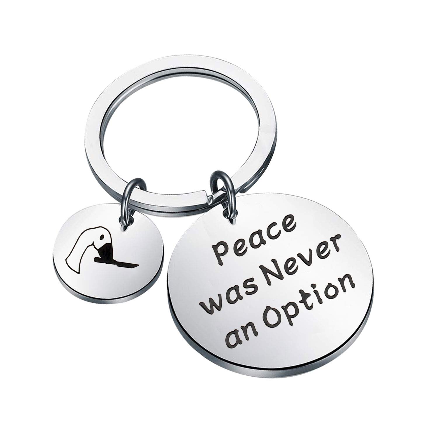 LBSBO Peace Was Never An Option Goose Keychain Untitled Goose Game Lover Gift (Goose K)