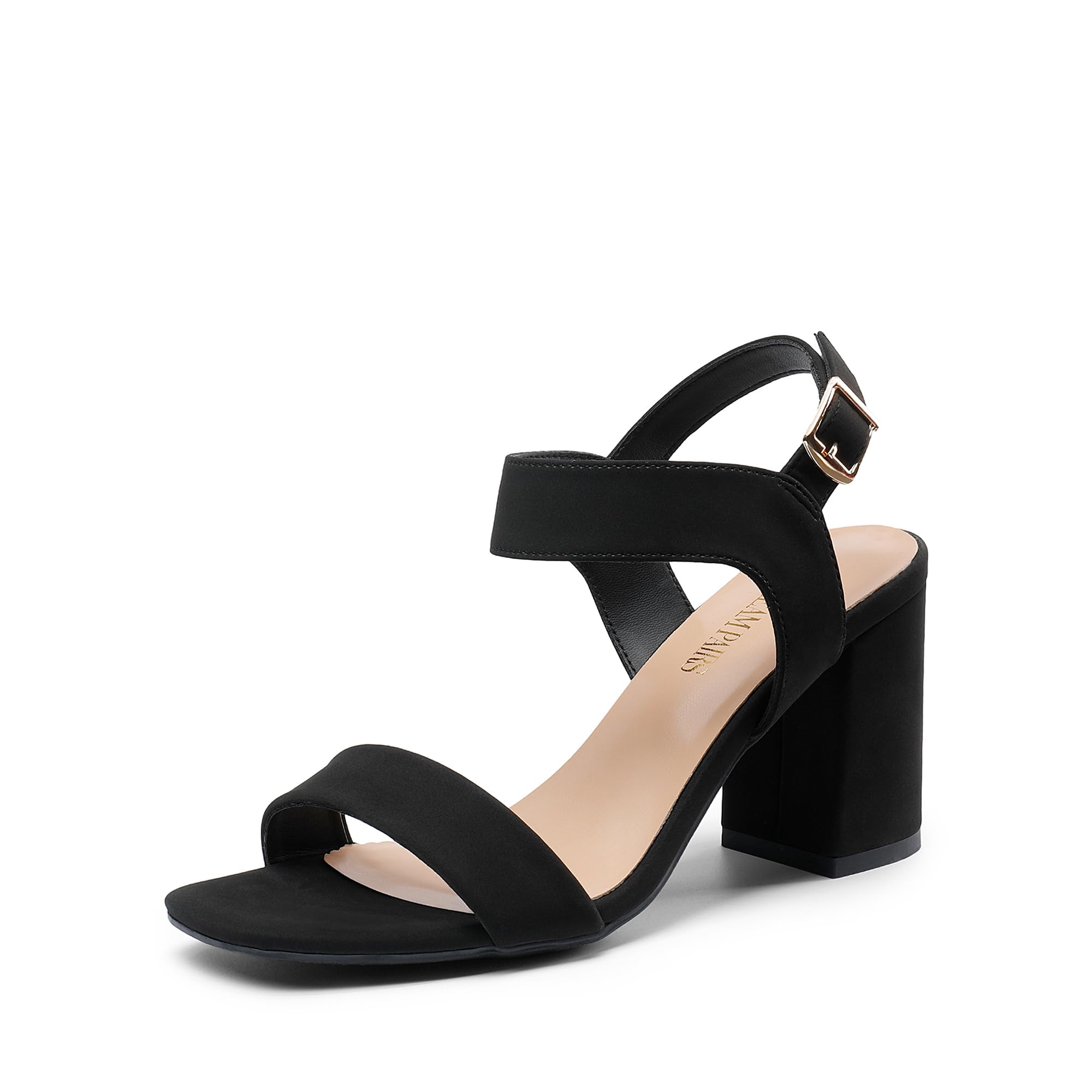 Photo 1 of **MINOR DAMAGE**
DREAM PAIRS Women's High Chunky Heels Square Toe Block Ankle Strap Dress Comfort Sandals,Size 11,Black-Nubuck,SDHS2359W