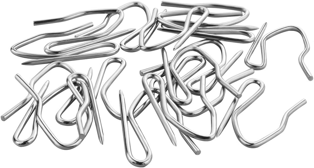 58 Pcs Metal Curtain Hooks, Nydotd Silver Rustproof Stainless Steel Plated Nickel Hooks Heavy-Duty Offset Pin-On Drapery Hooks for Window Curtain, Door Curtain and Shower Curtain(1.2" x 1"): Home Improvement