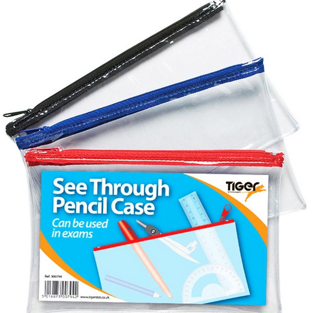 Tiger Pencil case - Clear See Through - Long 33x13cm x 1 Single