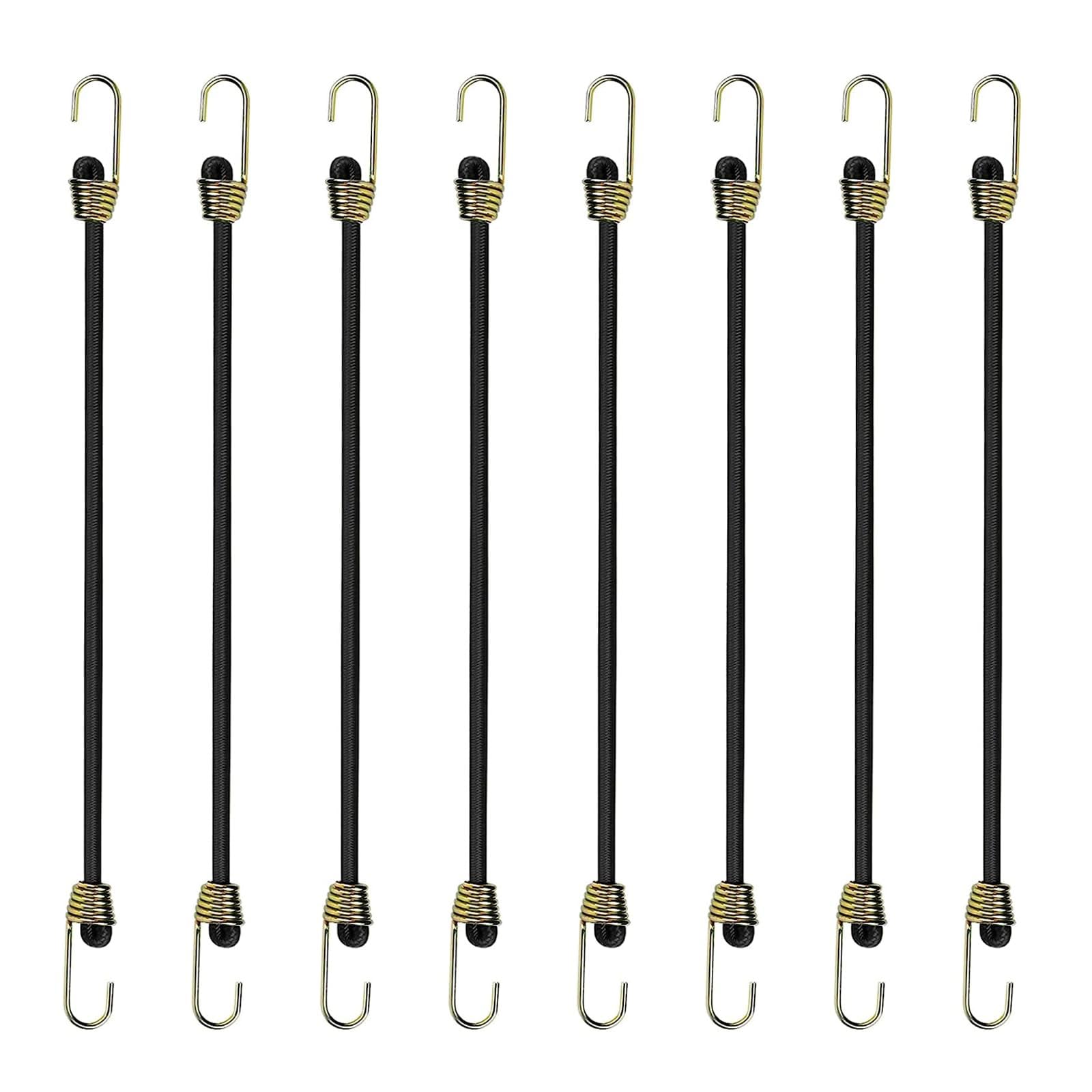 8Pcs Short Elastic Bungee Ropes Mini Bungee Straps Hooks Useful Lightweight Elastic Bungee Cords Travelling Camping Bungee Straps for Securing Tarps Luggage Tents