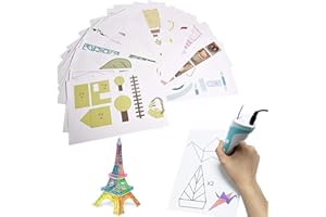 POMYA 3D Drawing Templates, 20pcs 3D Pen Printing Paper Painting Graffiti Template 40 Cartoon Patterns for Kids DIY