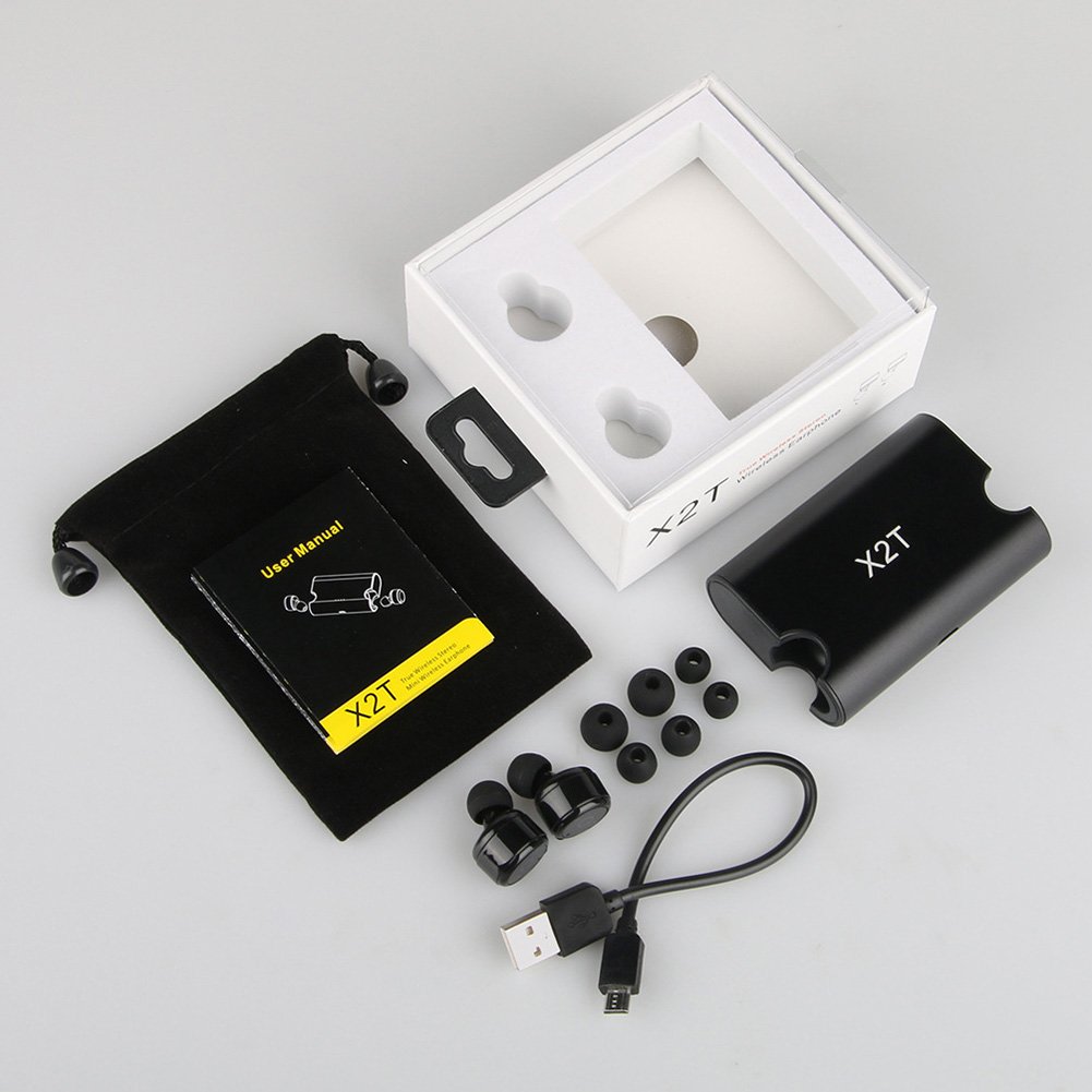 Wireless Earbuds for iPhone 8/8 Plus - WiFun Bluetooth Headphones Wireless Earphones with Charging Case for Galaxy S8/ S7/ S6/Note 8 - Twins Stereo V4.1 Bluetooth Headset with Mic (Dark Black)