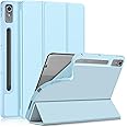 DINGGUAGUA Case for Lenovo tab p12 12.7Inch 2023 TB-370FU,Soft TPU Back Shell Slim Smart with Multi-Angle Stand Cover for Lenovo Tab P12 (2024) 12.7" Tablet,Sky Blue