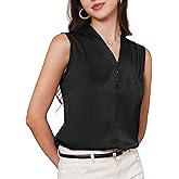 Allegra K Satin Tank Tops for Women Sleeveless V Neck Business Casual Satin Blouse Work Shirts