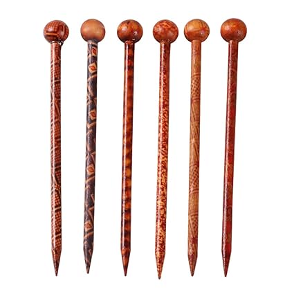 6 Stück Holz Haarstab Kopfschmuck