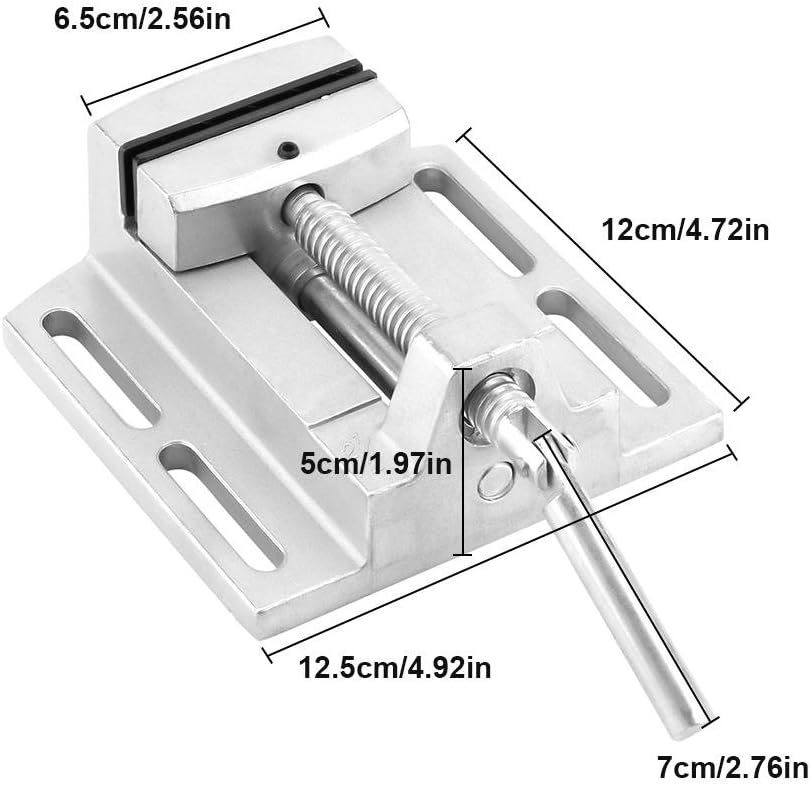 Yosoo Machine Vise, Cast Iron Body Carbon Steel Jaw Silver 2.5" Drill Press Vice Milling Drilling Clamp Machine Vise Tool - Image 4