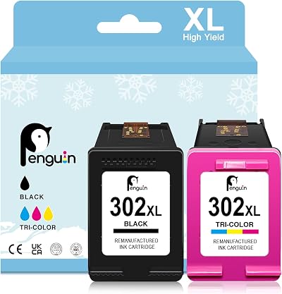 Penguin 302XL Black & Colour Ink Cartridge 2 Pack for HP Deskjet Envy Officejet