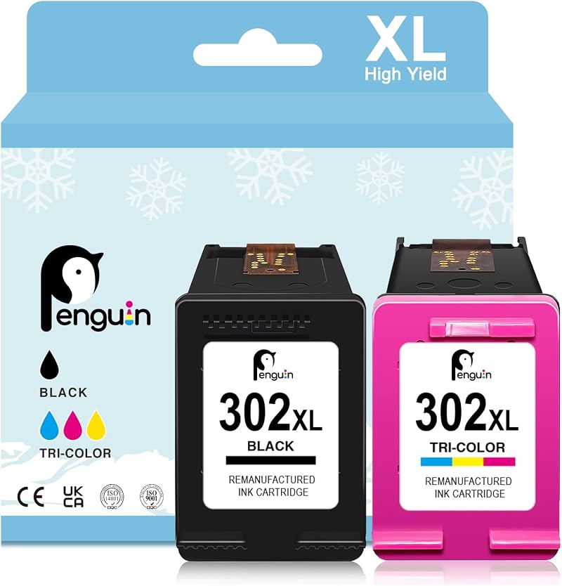 Penguin 302XL Black & Colour Ink Cartridge 2 Pack for HP Deskjet Envy Officejet
