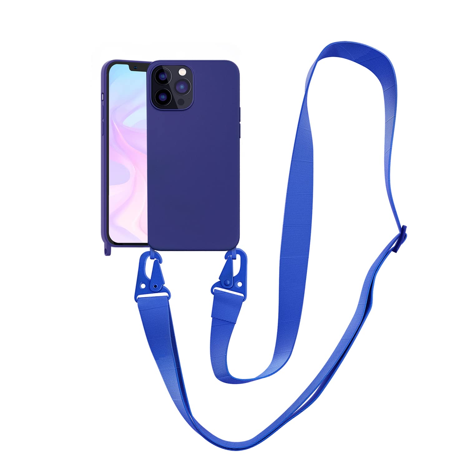 VooDirop Crossbody Case for iPhone 12/iPhone 12 Pro, Soft Silicone TPU Phone Necklace Case with Nylon Strap, Crossbody Protective Phone Cover Compatible with iPhone 12/iPhone 12 Pro — image 1