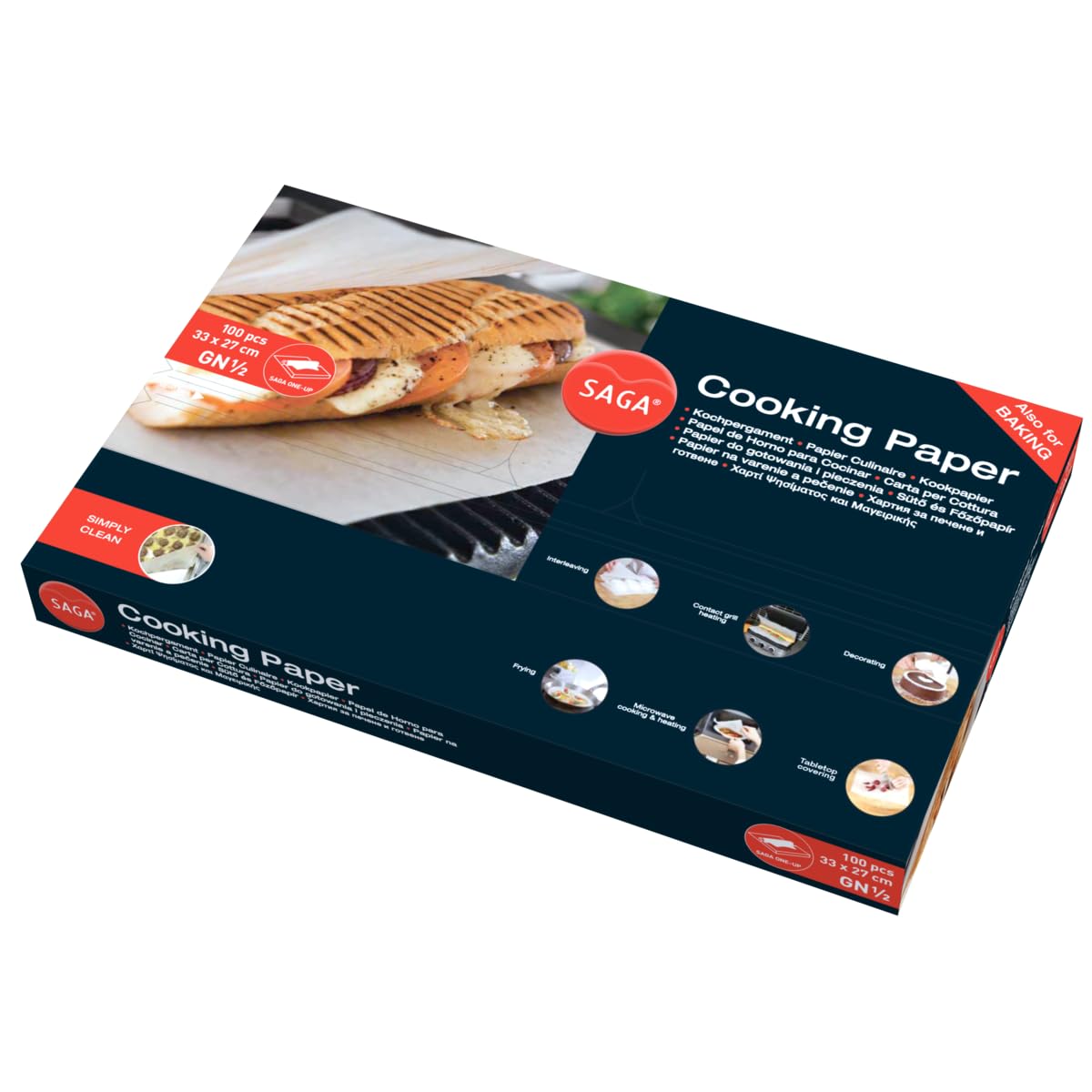 Non-Stick Panini Cooking Paper Sheets 330 x 270 mm (Pack of 100), White, Size: GN 1/2, Keeps Grills & Presses Clean From Burnt-on Indgredients, Also For Separating Fresh Dough, GH038