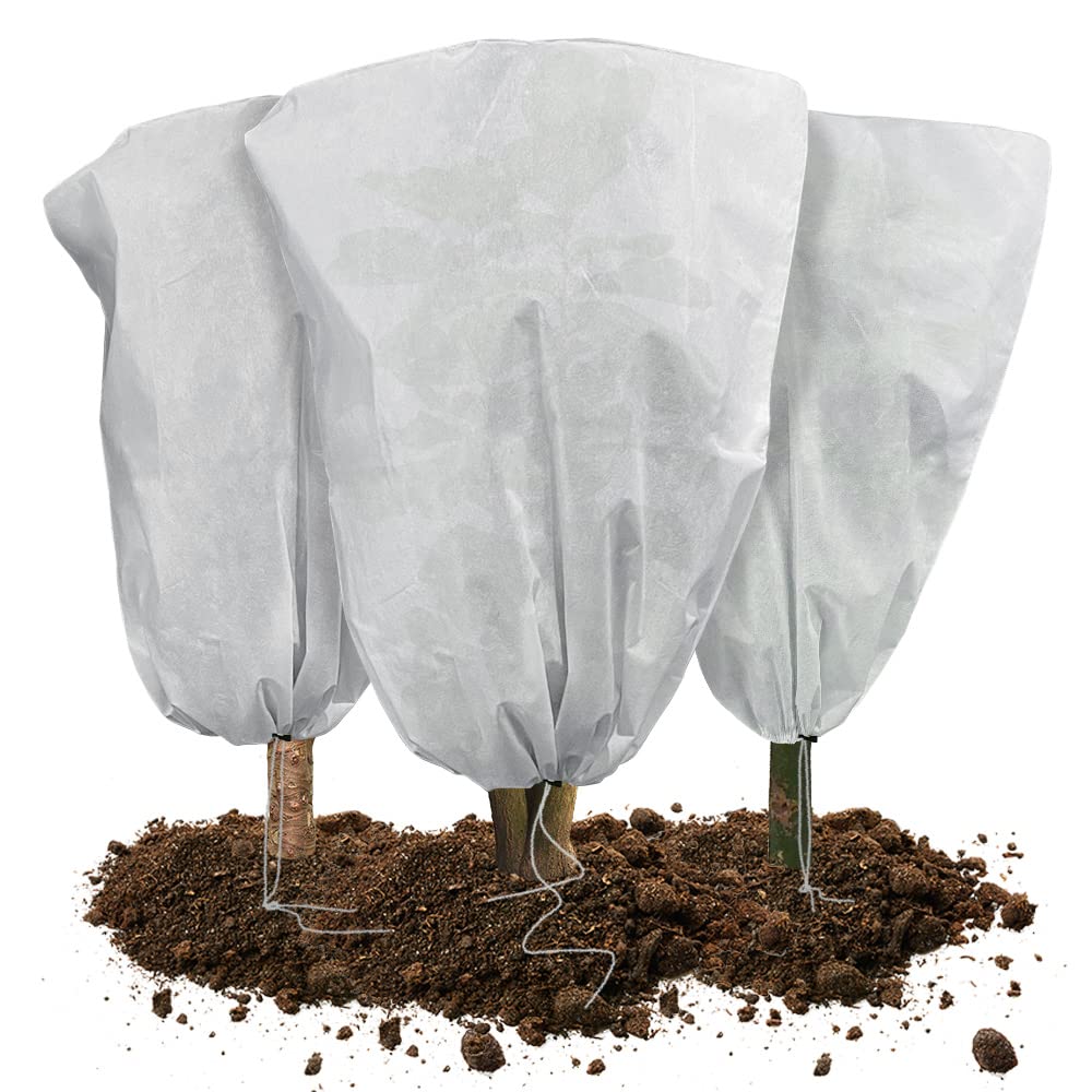 VOUNOT 3 Packs Plant Protection Winter Fleece Horticultural Fleece Jacket Frost Protector 80GSM Large Tree Cover for Outdoor Frost, Plants and Vegetables 0.8m x 1m, White