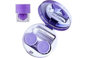 YKuzLx Contact Lens Case with Cleaner Washer,Contact Case with Mirror Tweezers Remover Tool Solution Bottle for Travel (Purple)
