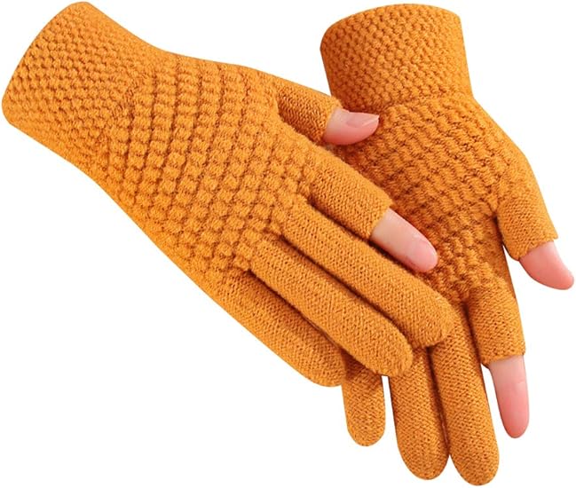 Amazon Efofei レディース手袋 指2本出す てぶくろ グローブ 女性手袋 ファッション手袋 スマホ手袋 スマートフォン手袋 スマホ対応 スエード 裏起毛 防寒 防風 暖かい 冬 アウトドア 通勤 通学 フリーサイズ イエロー 手袋 通販