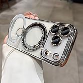 JBJZYZZ Magnetic for iPhone 17 Pro Max Case Clear,Invisible Ring Stand,Built-in Camera Lens Protector, Compatible with MagSafe,Shockproof Case for 17 ProMax,Silver