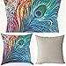 Ablevel Elegant Beautiful Peacock Design Personalized Square Cotton Blend Throw Pillow Case Decor Cushion Covers (Blue)