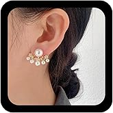 YienDoo Vintage Pearl Dangle Earrings Gold Pearl Drop Earrings Stud Rhinestone Star Drop Earrings Statement Pearl Star Cluster Earrings Wedding Bridal Pearl Earrings Jewelry for Women