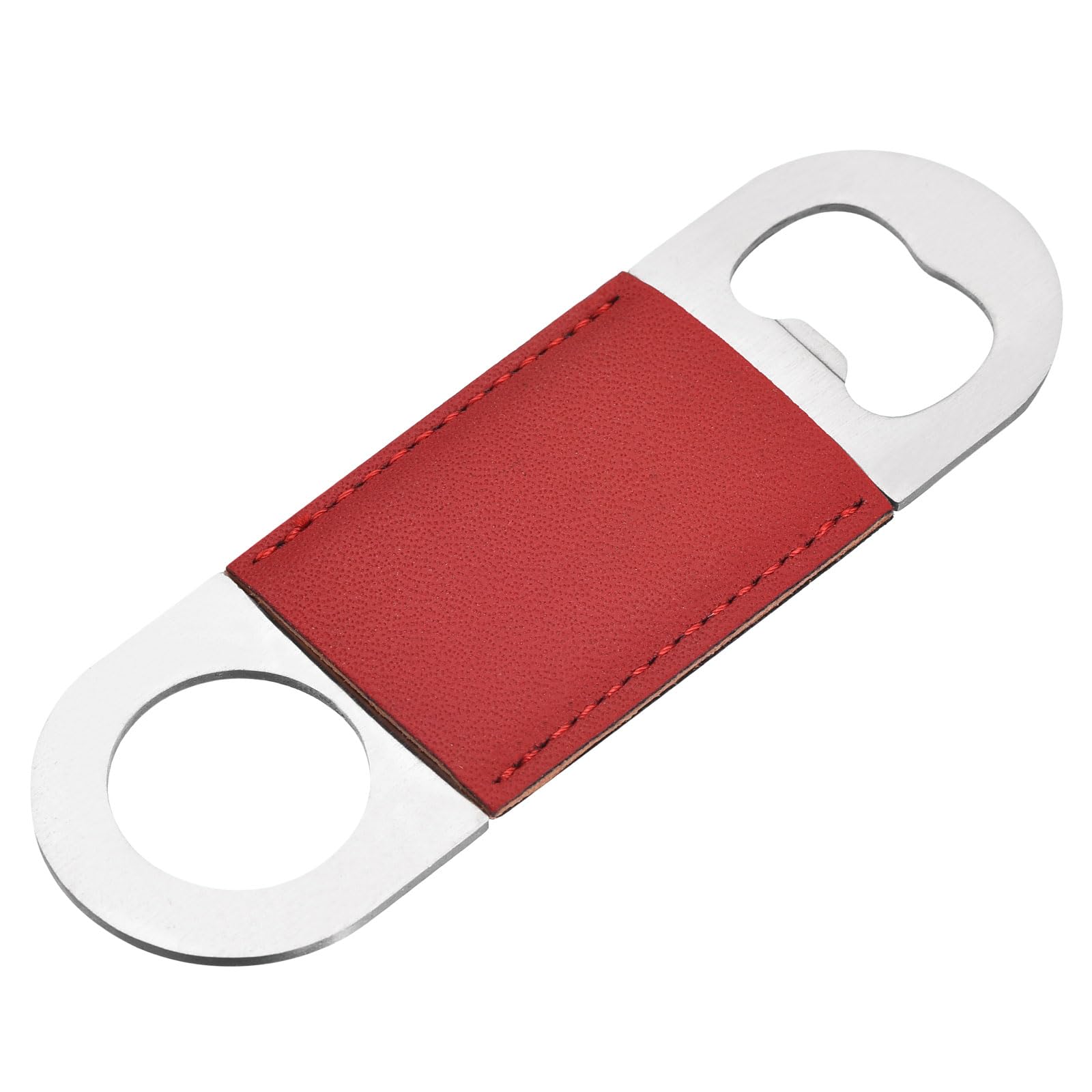 uxcell Bottle Opener, 1pcs 4.7" - Stainless Steel Beer Bottle Opener with Leather Handle, Bartender Flat Beer Opener for Bar, Kitchen, Restaurant (Red)