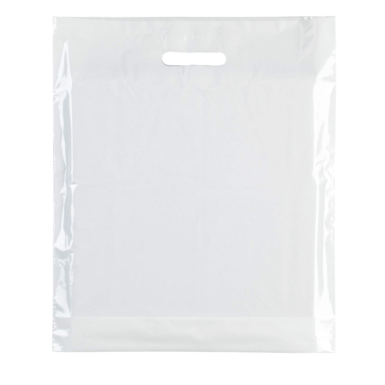 100X Plastic Carrier Bag - Modern Printed Strong Gift Shopping Bags- 3 SIZES/10 Colors (Plain White (Small))