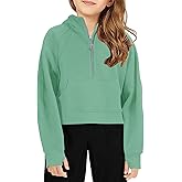 Doshoop Girls Half Ziper Collar Cropped Hoodies Long Sleeve Fleece Zip Up Pullover Sweatshirts