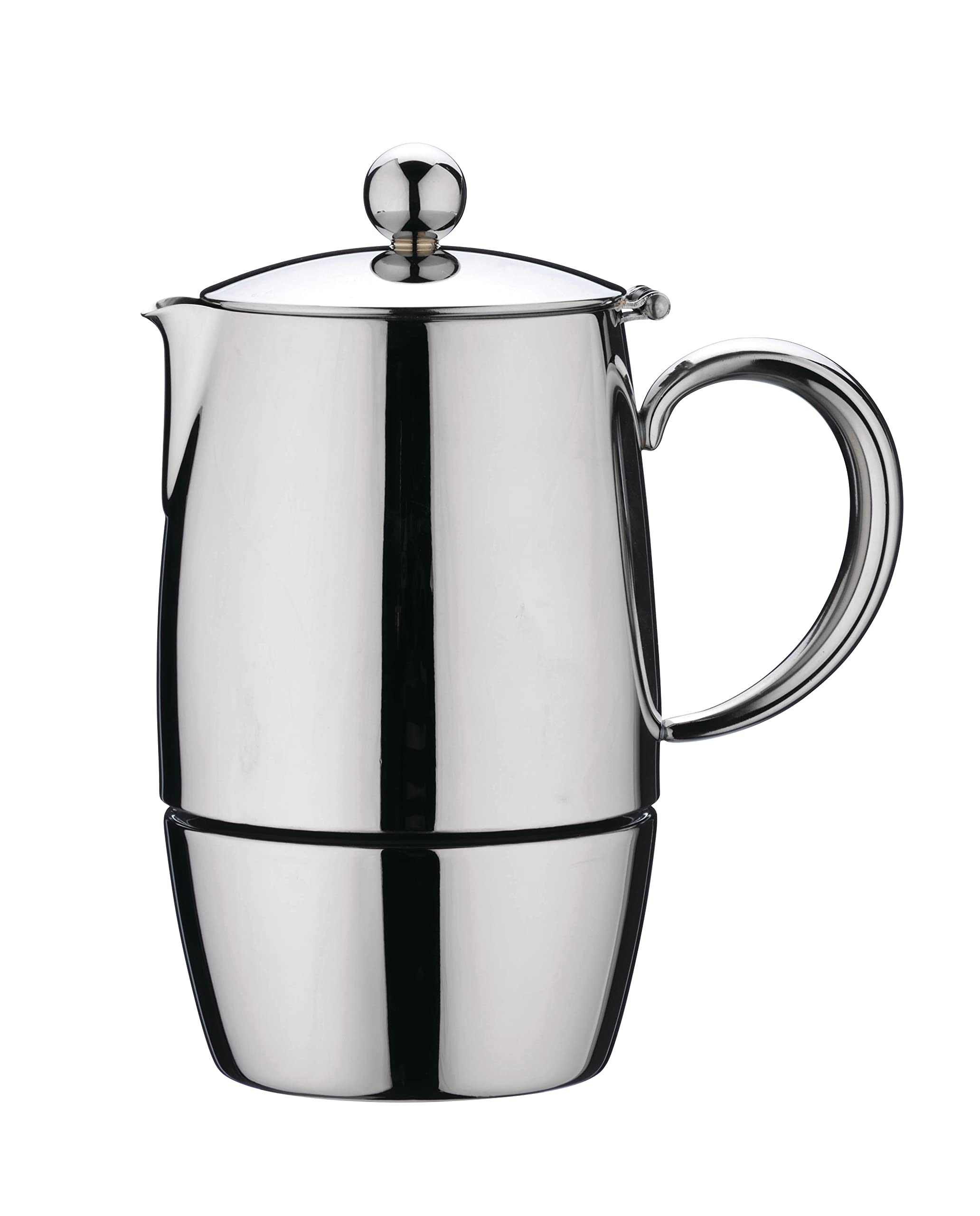 Café Stal BEC-03M Café Stål Bellux Range 18/10 Stainless Steel Espresso Coffee Maker Classic Style Stovetop Italian Moka Pot Design, Hollow Cool Touch Handles, 3-Cup (175ml)