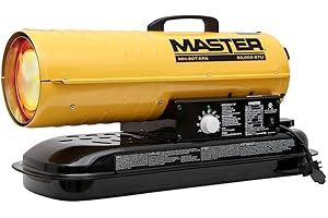Master MH-80T-KFA 80,000 BTU Kerosene/Diesel Portable Gas Forced Air Heater w/Thermostat - 1/8hp Floor Mount Salamander Heater Fan for Workshop, Garage, Sites – 240CFM - CSA certified - Yellow