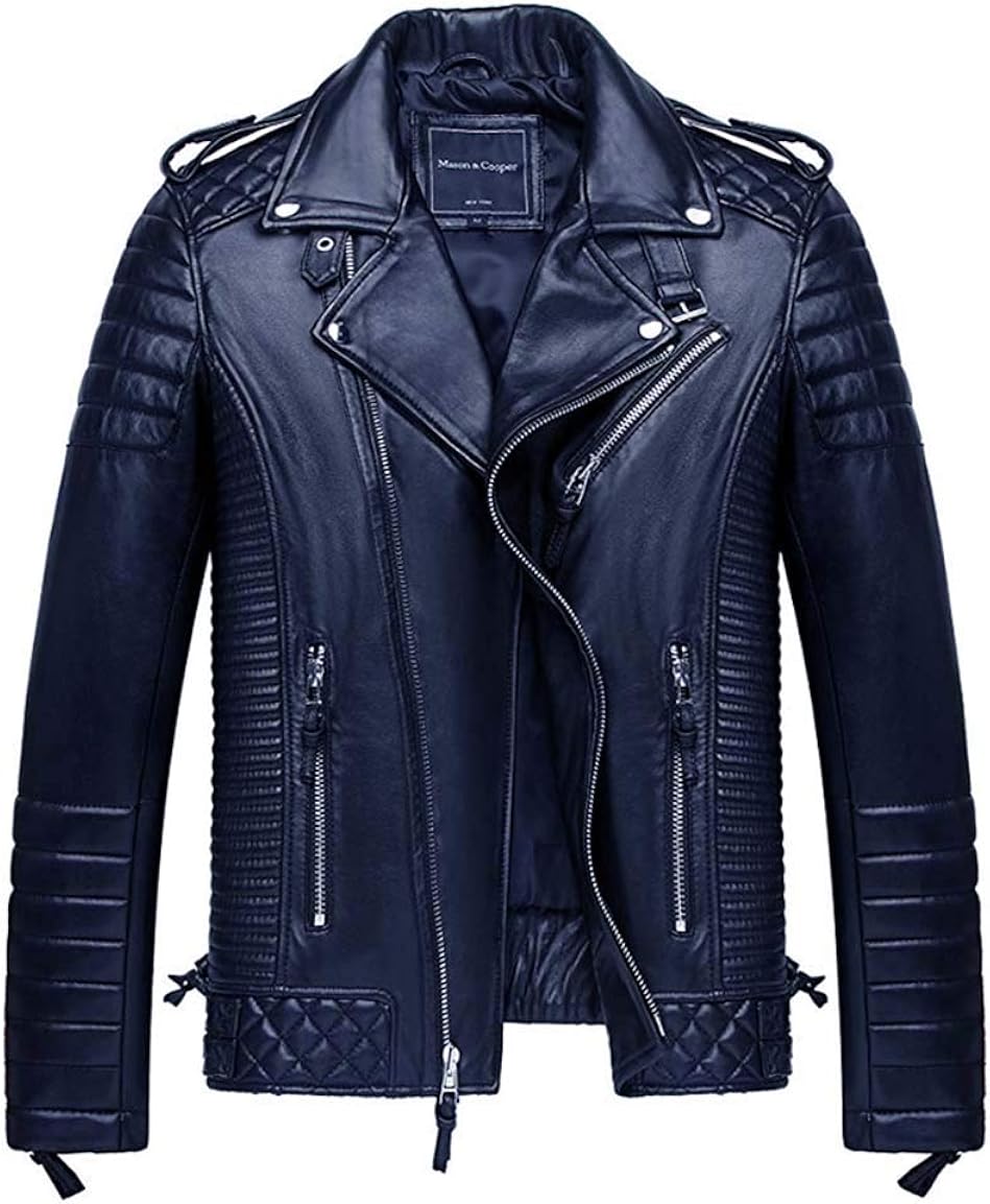 Mason & Cooper Moto Leather JacketNavyXXL at Amazon Men’s Clothing store